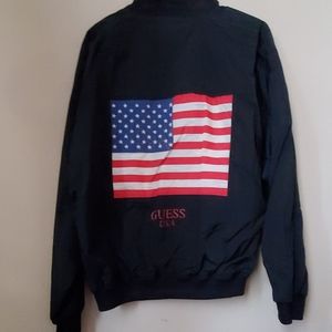 Vintage Guess U.S.A American Flag Jacket Black OS
